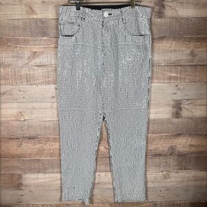 Sandro Paris White/Black Sequin Lined Luxury Ankle Straight Leg Pants Sz. 30 NEW